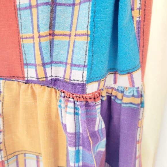 Vintage Periphery Designed by Arthur Williams Faux Patchwork Peasant Maxi Dress - Picture 8 of 12